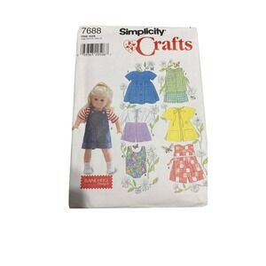 Simplicity 7688 Sewing Pattern 18 Inch Doll Clothes OS Multicolor Good 1997 Vint